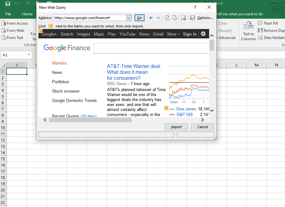 import web page data into excel for mac